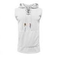 thumbnail image 1 of Sakmal White Big and Tall Tank Tops for Men White Hooded Solid Drawstring Camisole with Pockets Mens Sleeveless Tee Shirts, 1 of 7