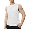 thumbnail image 1 of Sakmal White Men'S Tank Tops White Crew Neck Camisole Solid Loose Fit Ribbed Cutout Mens Sleeveless T Shirts, 1 of 6