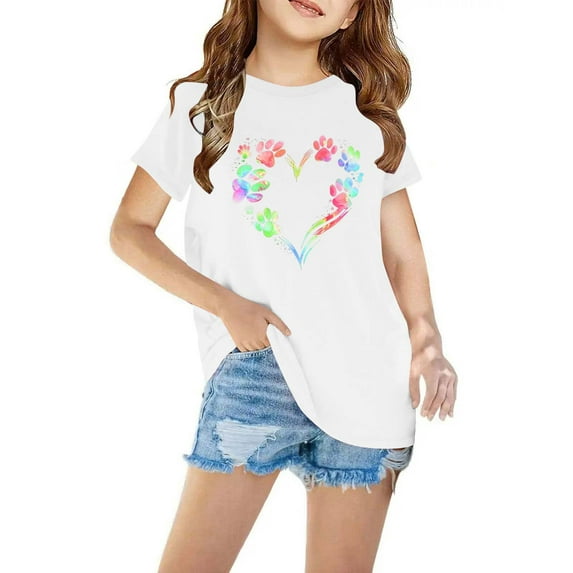 Sakmal White Summer Clothes For Kids Cotton 3-7y Floral Crew Neck Short Sleeve Daily Life Kids Tops Boy And Girl