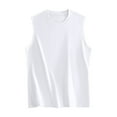 thumbnail image 1 of Sakmal White Summer Tank Tops for Men White Crew Neck Solid Workout Sports Camisole Breathable Sleeveless Shirts for Men, 1 of 8