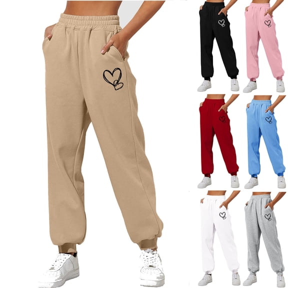 Sakmal Sweatpants Women High Waisted Joggers Pants Workout Athletic Graphic Joggers for Women L