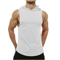 thumbnail image 1 of Sakmal White Tank Tops Men Under $5 White Hooded Breathable Gym Workout Solid Camisole Mens Sleeveless Tee Shirts, 1 of 5