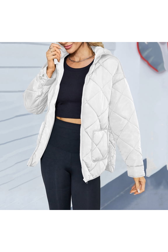 White Womens Coats Outerwear Winter Long Sleeve Snow Wear Solid with Pockets with Hoods Outdoor Warm Jackets for Women Plus Size