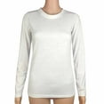 thumbnail image 1 of Sakmal White Womens Tops Long Sleeve Solid Crew Neck T-Shirts Womens Shirts, 1 of 4