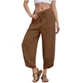 thumbnail image 1 of Sakmal Wide Leg Capri Palazzo Pants Women Boho Pants Solid Spring Trendy Capris for Women L, 1 of 9