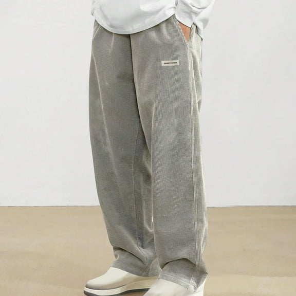 Sakmal Wide Leg Khaki Pants Men Dress Regular Gray Lightweight Men's Chino Pants L