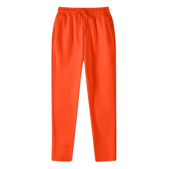 Sakmal Wide Leg Men's and Big Men's Sweatpants Open Bottom Elastic Waist Pants Orange Running Lihtweight Sweatpants for Men L