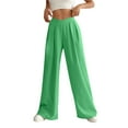 thumbnail image 1 of Sakmal Wide Leg Pants for Women Workout Pleated Stretchy Casual High Waisted Plain Green Full Length Pants with Pockets, 1 of 5