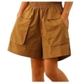 thumbnail image 1 of Sakmal Wide Leg Shorts for Women Trendy Khaki Brown Cargo High Waisted 6" Solid Shorts with Pockets, 1 of 7