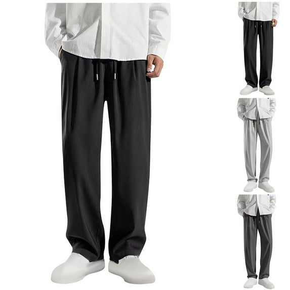 Sakmal Wide Leg Sweatpants Men's and Big Men's Open Bottom Quick Dry Baggy Pants Black Lihtweight Spring Mens Sweatpants L