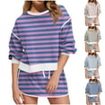 thumbnail image 1 of Sakmal Wide Leg Women Shorts Plus Size Striped Beach Vacation Blue Womens Shorts with Pockets, 1 of 6