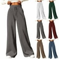 thumbnail image 1 of Sakmal Plus Size Womens Sweatpants Wide Leg Boyfriend Pants Green Solid Spring Elastic Waist Womens Sweatpants L, 1 of 6