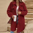 thumbnail image 1 of Sakmal Fall Coats for Women Sherpa Fleece Plus Size Jackets Long Red Womens Jackets with Pockets, 1 of 9