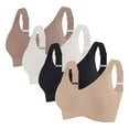 thumbnail image 1 of Sakmal Wireless Sports Bras for Women Plus Size 4 Pack White Solid Yoga Push Up Sports Bras for Women 4XL, 1 of 4