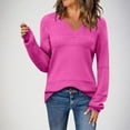 thumbnail image 1 of Sakmal Woemns Sweaters Oversized Knit Pullover Pink Tops Solid V Neck Loose Long Sleeve Sweaters for Women, 1 of 5