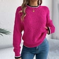 thumbnail image 1 of Sakmal Woemns Sweaters Pullover Cute Pink Cable Knit Tops Solid Fashion Crew Neck Long Sleeve Sweaters for Women, 1 of 7