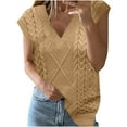 thumbnail image 1 of Sakmal Woemns Sweaters Sleeveless Cable Knit Soft Pullover Sweater Vest V Neck Loose Yellow Sweaters for Women, 1 of 6