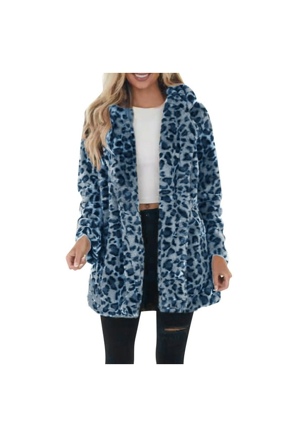 Women Barn Jacket Plus Size Blue Flannel Fleece Coat Streetwear Fall Jackets for Women 2025 4X