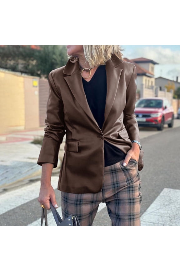 Women Barn Jacket Plus Size Leather Brown Peacoat Jacket Fashion Winter Clothing for Women L