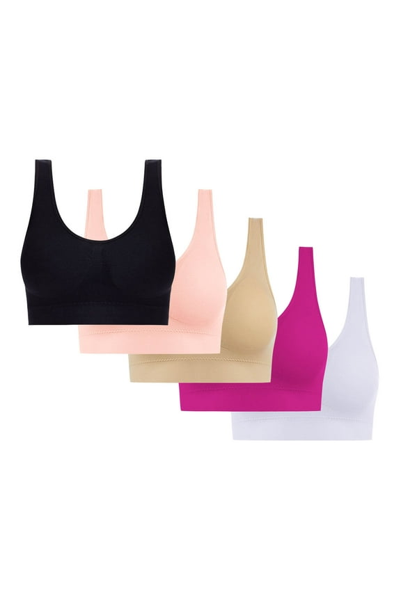 Women Bras Plus Size Bralette Pink Seamless Soft Cup Womens Bras M,5-Pack