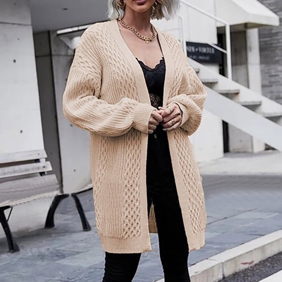 Sakmal Women Cardigan Sweater Open Front Knit Tunic Comfy Cardigan Long Yellow Sweater