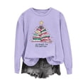 thumbnail image 1 of Sakmal Women Christmas Sweatshirts Purple Crew Neck Tops Christmas Trees Cute Sweatshirt for Women, 1 of 6