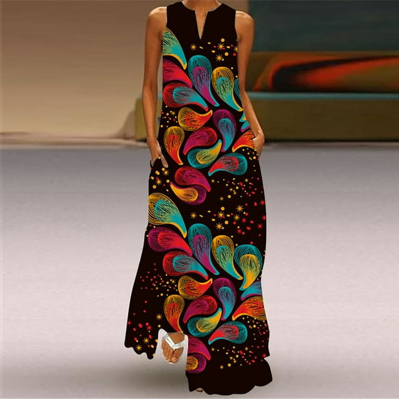 Sakmal Women Dresses Knee Length Sun Dress Summer Tie Dye Velvet Sleeveless Skirts for Women Trendy