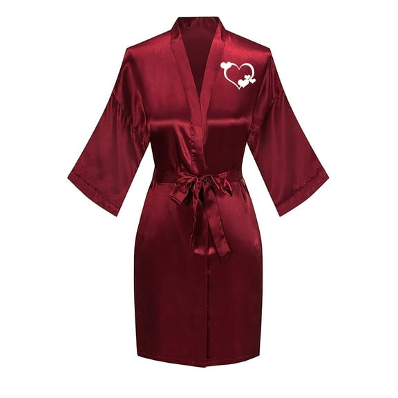 Sakmal Women Robes Plus Size Long Length Satin Bathrobe for Women Cozy Red Ladies Robe S