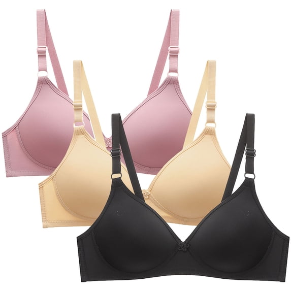 Sakmal Women'S Bra Wireless Solid Full Coverage Minimize 3 Pack Plus Size Bra