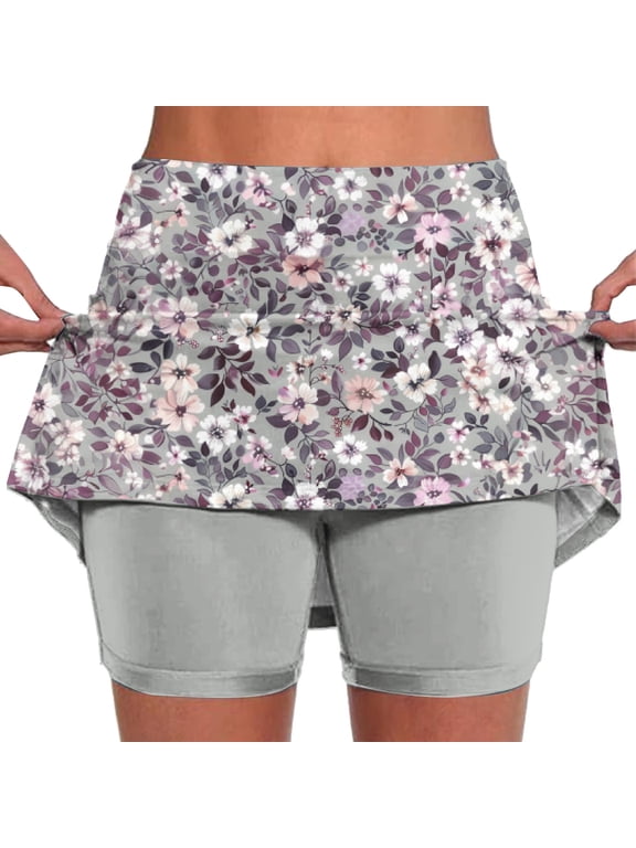 Women Shorts Plus Size Athletic Mini Skirt 5" Stretchy A line Skorts for Women