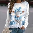 thumbnail image 1 of Sakmal Women Sweatshirts Christmas Crew Neck Blue Tops Fashion Animal Print Sweatshirt for Women, 1 of 6