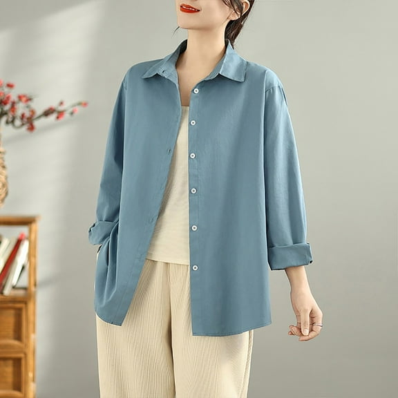 Sakmal Women's Barn Jacket Plus Size Blue Cotton Jacket Women Fall Clothes XL