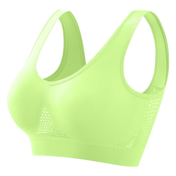 Sakmal Women's Sports Bras Green Bralette Jelly Full Coverage Stretch Ladies T-Shirt Bras L