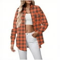 thumbnail image 1 of Sakmal Women's Tops Orange Dressy Casual Button Down Shirts Collared Plaid Long Sleeve Blouses with Pockets, 1 of 4