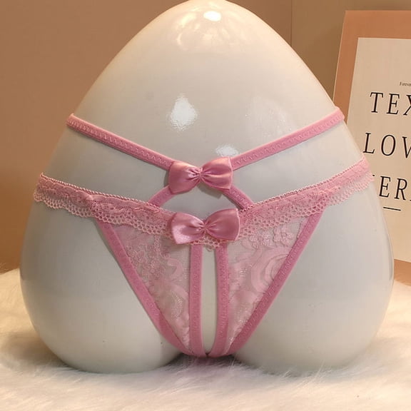 Sakmal Women's Underwear Lace Thong High Waisted Cheeky Panties Breathable Pink Women's Panties Free Size