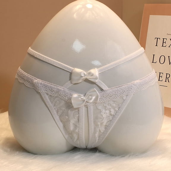 Sakmal Women's Underwear Thong Plus Size Lace Cheeky Panties White No Show Ladies Panties Free Size