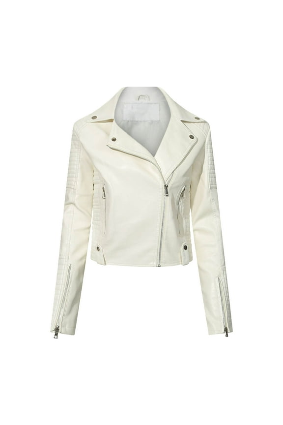 Womens Barn Coat Leather White Jacket Outerwear Women's Clothing XL