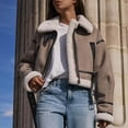 thumbnail image 1 of Sakmal Womens Barn Jacket with Collar Fleece Suede Brown Jacket Fashion Winter Clothing for Women XS, 1 of 7