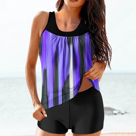 Sakmal Womens Bathing Suits Purple Tankini Swimsuits Tie Dye Tummy Control 2 Piece Swimsuit for Women 2024