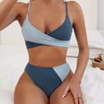 thumbnail image 1 of Sakmal Womens Bikini Btahing Suits Tummy Control Push Up Swimwear Holiday Color Block Blue Bathing Suits for Women M, 1 of 6