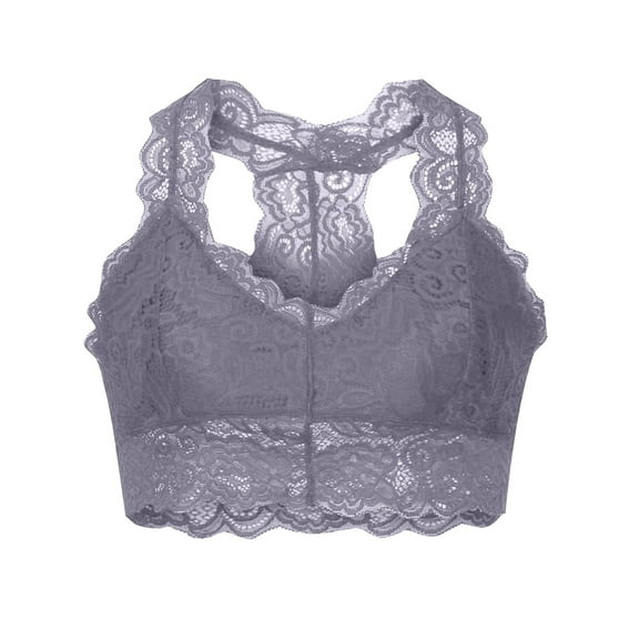 Sakmal Womens Bras Lace Full Coverage Bralette Wireless Comfort Gray Ladies Bras XL