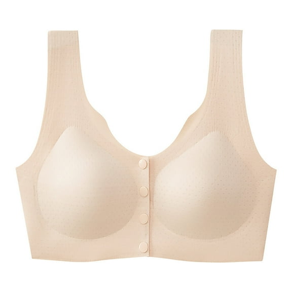 Sakmal Womens Bras Under $10 Beige Front Closure Plus Size Wireless Bra Bra for Ladies