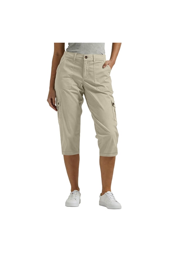 Womens Capri Cargo Pants Straight Leg Plus Size Khaki Pants Solid with Pockets Beach Vacation Women's Capris 2XL