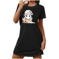 thumbnail image 1 of Sakmal Womens Moomoo Nightgowns Cute Halloween Pajama Dress Ghost and Pumpkin Print Short Sleeve Black Nightgowns, 1 of 5