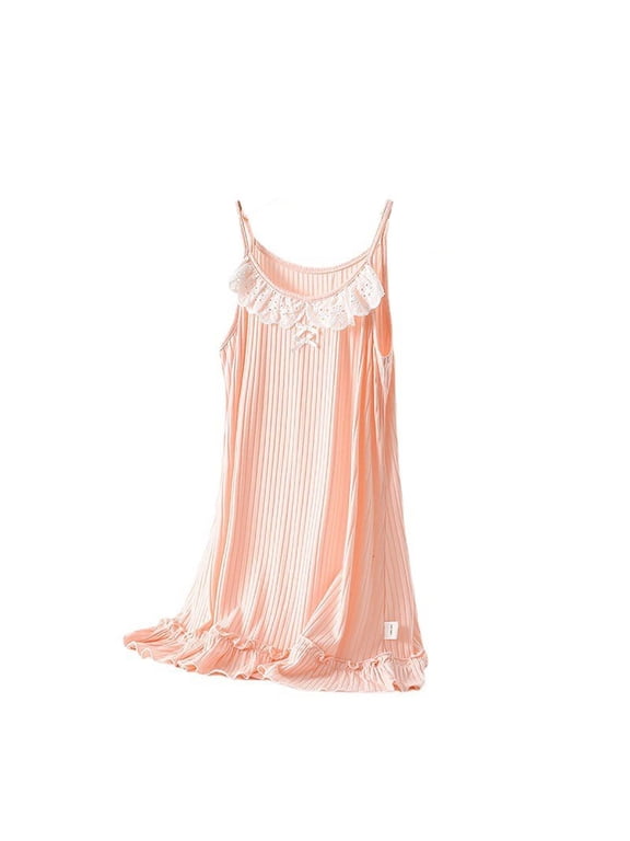 Womens Moomoo Nightgowns Cotton Loungewear Pink Sleeveless Nightgowns for Women