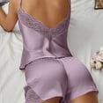 thumbnail image 1 of Sakmal Womens Pajama Set Satin Tank Top and Shorts Silk Solid Pj Set ,Purple,L, 1 of 9