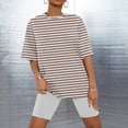 thumbnail image 1 of Sakmal Womens Pajamas Sets Under $10 Orange Shorts Pant Elbow-Length Striped Loose Fit Comfy Sleepwear Tops, 1 of 5