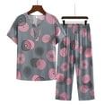 thumbnail image 1 of Sakmal Womens Pajamas Sets Plus Size Cropped Short Sleeve Cotton and Linen Graphic Button Down Ladies Sleepwear, 1 of 3