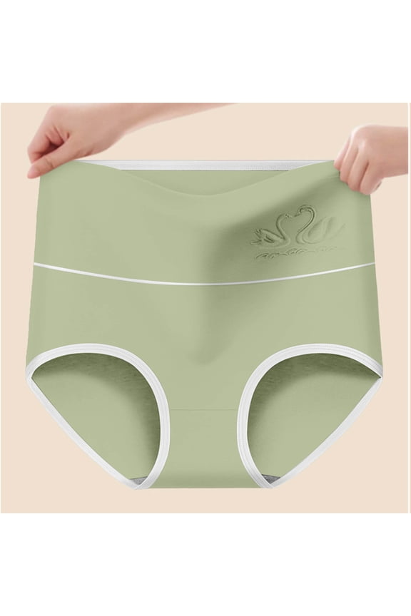 Womens Panties Briefs High Waisted Panties Comfort Green Women's Underwear S