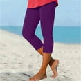 thumbnail image 1 of Sakmal Womens Pants Cropped Purple Lace Workout Yoga High Waisted Girls Trousers, 1 of 6